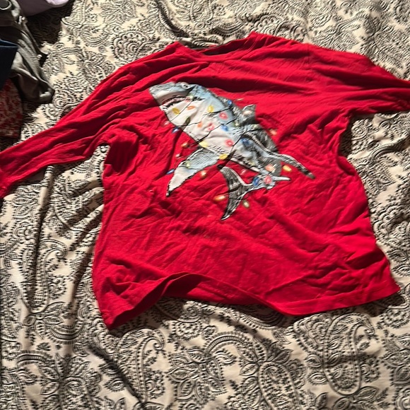 BOYS RED SHARK CHRISTMAS SWEATER WALMART - Picture 1 of 4